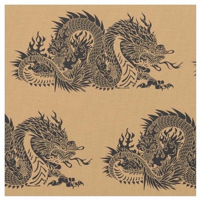 Tissu Dragon asiatique (Fermer)