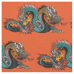 Tissu dragon asiatique