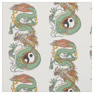Tissu Dragon chinois traditionnel YIN YANG