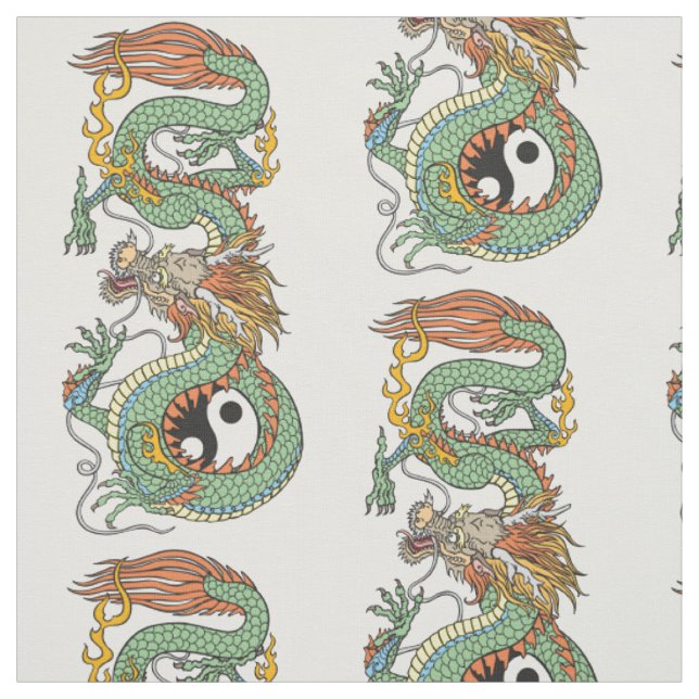 Tissu Dragon chinois traditionnel YIN YANG (Échantillon)