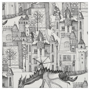 Tissu Dragon Kingdom blanc d'hiver