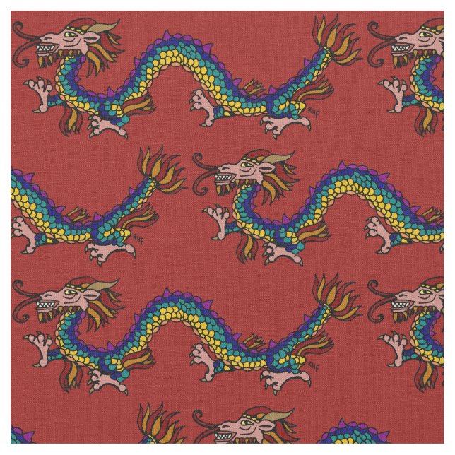 Tissu Dragon oriental (Fermer)