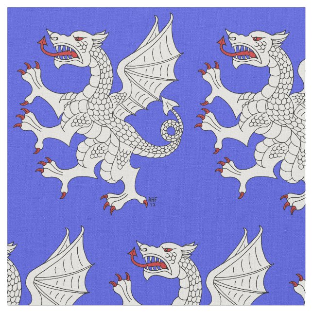 Tissu Dragon Rampant Argent (Fermer)