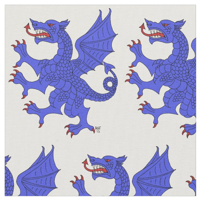 Tissu Dragon Rampant Azure (Fermer)