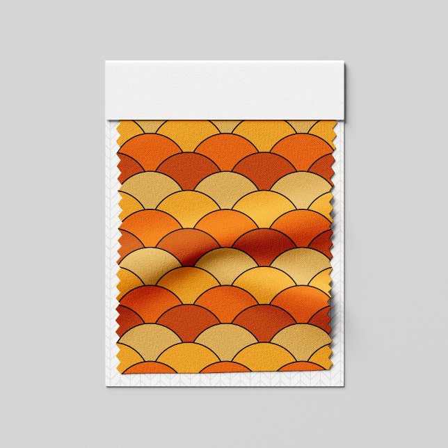 Tissu Dragon Scales, Fans, Waves, Seigaiha, Orange (Créateur téléchargé)