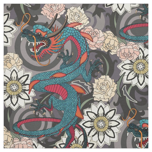 Tissu dragon tattoo dark (Échantillon)