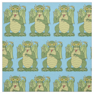 Tissu Dragon vert mignon