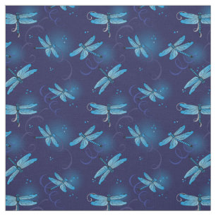 Tissu Dragonflies and Swirls Motif en bleu de minuit