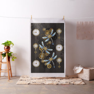 Tissu Dragonflies de Steampunk sur arrière - plan rayé b