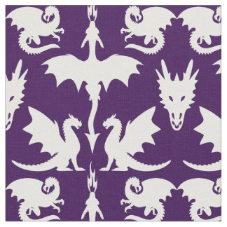 Tissu Dragons blancs sur Witch Cheeky Pagan Wiccan viole
