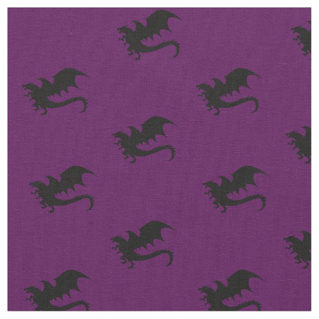 Tissu Dragons Défense nationale Silhouettes Violet (Fermer)