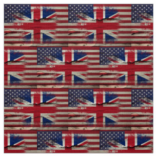 Tissu Drapeau américain britannique de la peinture   de