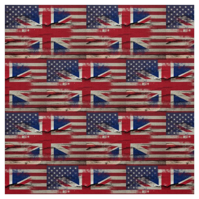Tissu Drapeau américain britannique de la peinture | de (Échantillon)