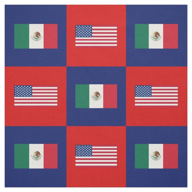 Tissu Drapeau américain, Drapeau mexicain en bleu et rou (Échantillon)