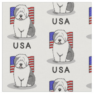 Tissu Drapeau américain Vieux chien anglais (Grey 1)