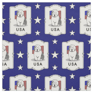 Tissu Drapeau américain Vieux chien anglais (Grey 1)
