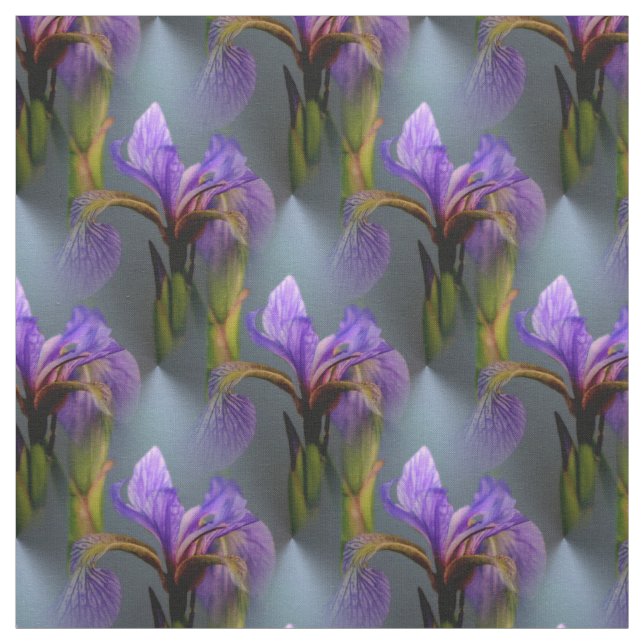 Tissu Drapeau bleu Iris Fleur Nature Motif d'art (Échantillon)