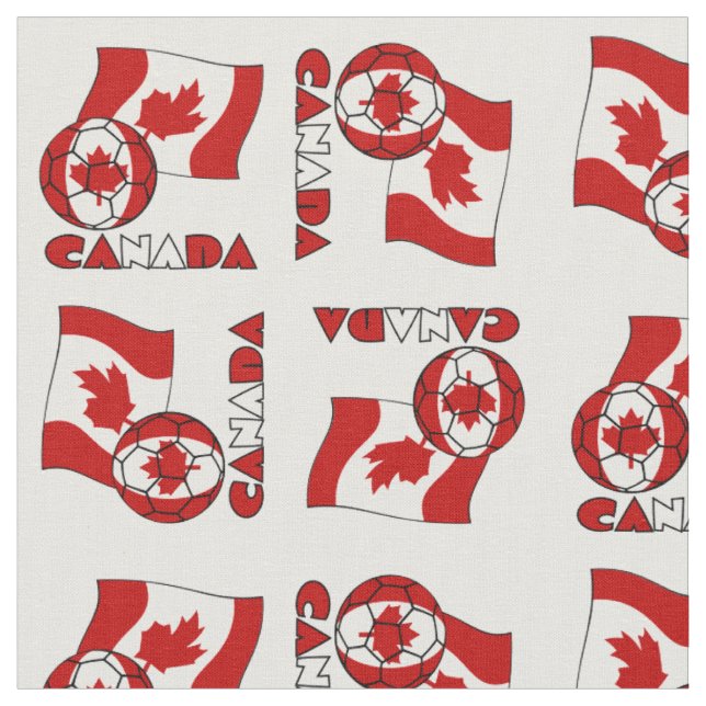 Tissu Drapeau canadien avec ballon de soccer (Fermer)