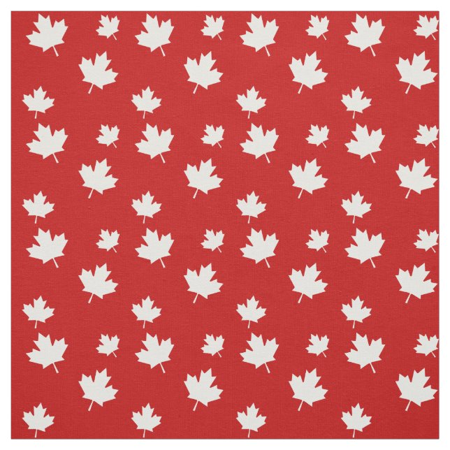Tissu Drapeau canadien rouge et blanc Motif Feuille d'ér (Échantillon)