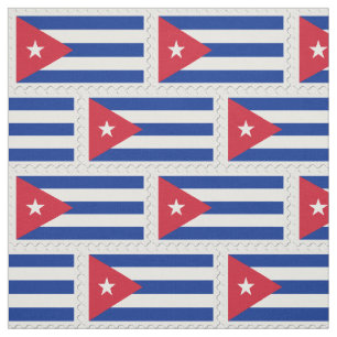 Tissu Drapeau Cuba art blanc bleu rouge étoile motif