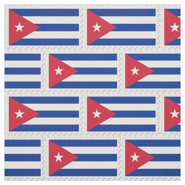 Tissu Drapeau Cuba art blanc bleu rouge étoile motif (Échantillon)