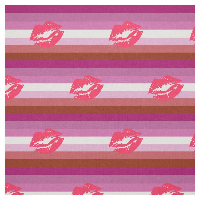 Tissu Drapeau de fierté lesbienne au rouge à lèvres (Échantillon)