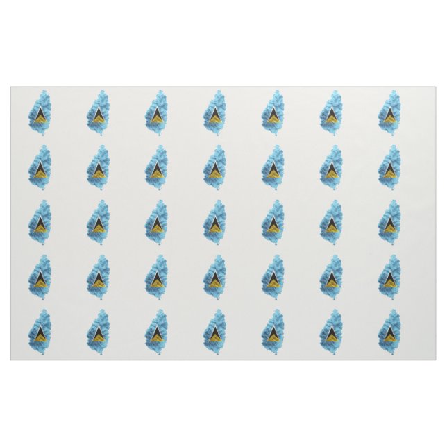 Tissu Drapeau de la carte de Sainte-Lucie (Fat Quarter)