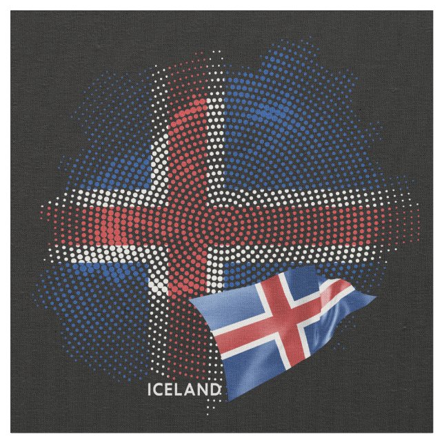 Tissu Drapeau de l'Islande (Fermer)