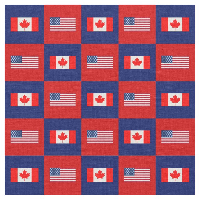 Tissu Drapeau des États-Unis, Drapeau du Canada en bleu  (Fermer)