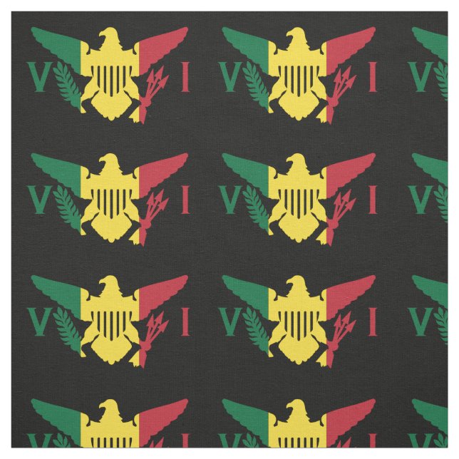 Tissu Drapeau des îles Vierges américaines, Rasta, Vert  (Échantillon)