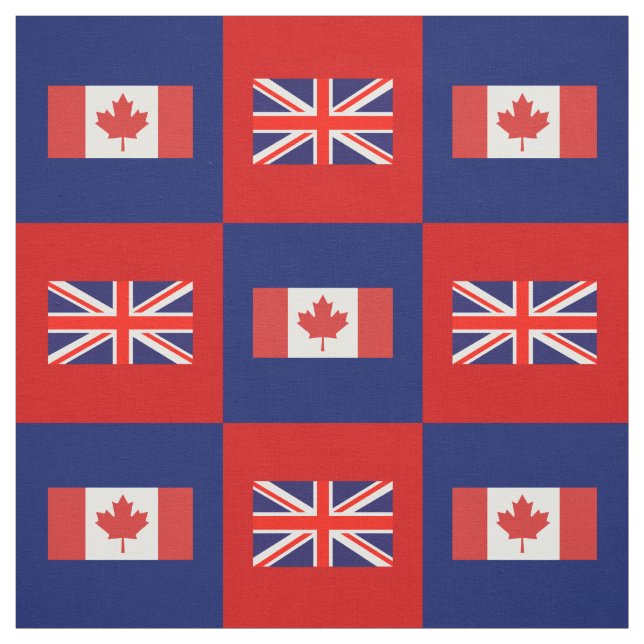 Tissu Drapeau du Royaume-Uni, Drapeau du Canada en bleu  (Échantillon)