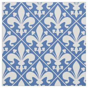 Tissu Drapeau français Fleur de Lys Bleu et blanc