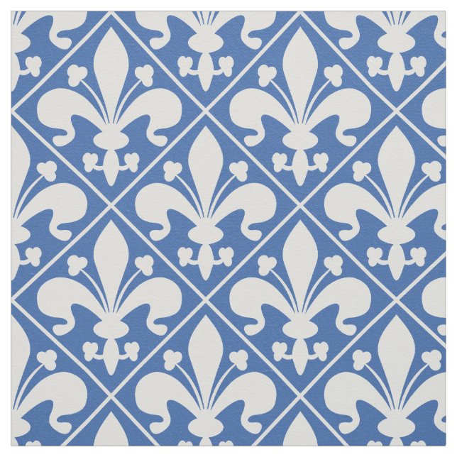 Tissu Drapeau français Fleur de Lys Bleu et blanc (Échantillon)