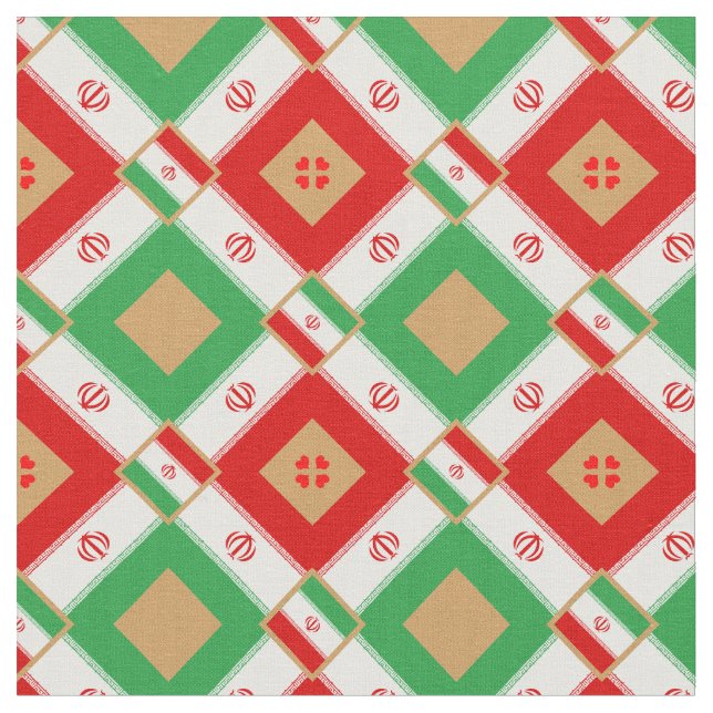 Tissu Drapeau iranien et mode tissus branchés (Fermer)