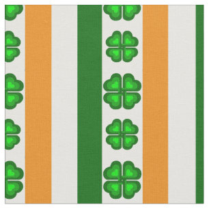 Tissu Drapeau irlandais/Orange, blanc et vert, shamrock