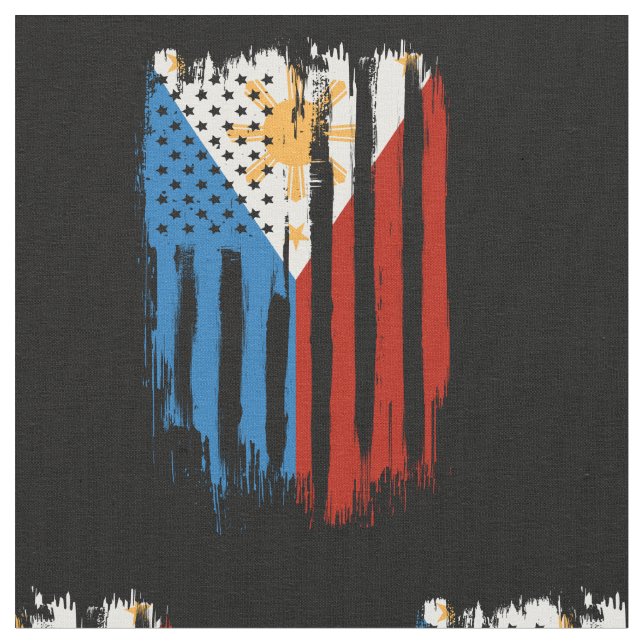 Tissu Drapeau mi-américain mi-philippin Philippines (Fermer)