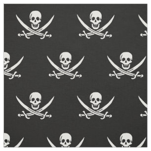 Tissu Drapeau pirate crâne épées croisées
