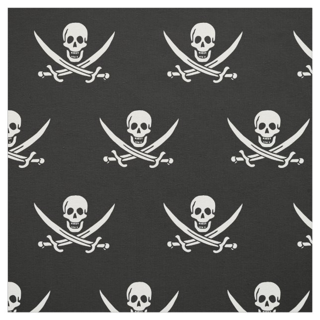 Tissu Drapeau pirate crâne épées croisées (Échantillon)