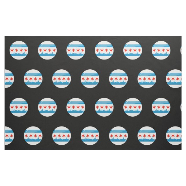 Tissu Drapeau rond brillant de Chicago (Fat Quarter)
