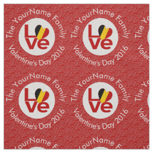 Tissu Drapeau rouge LOVE personnalisé pour la Belgique