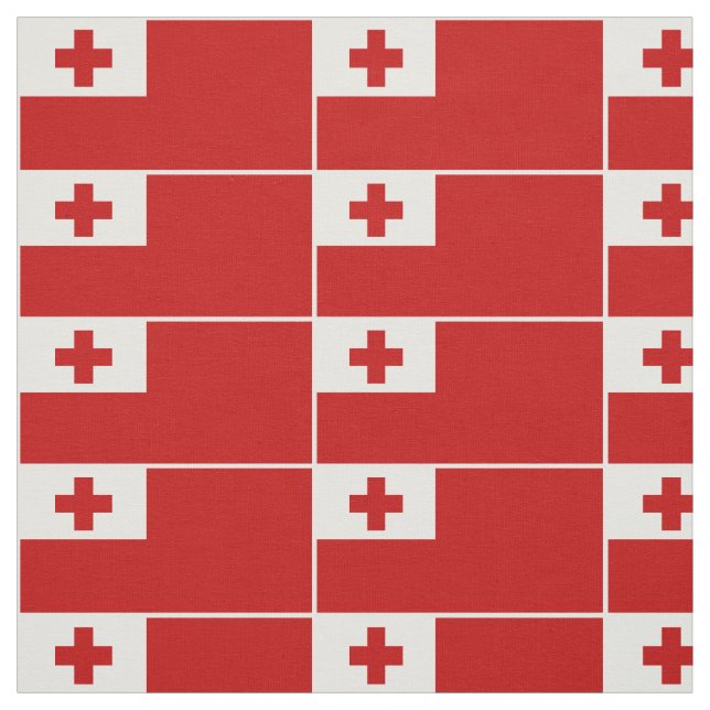 Tissu Drapeau Tonga patriotique Frontière blanche (Échantillon)
