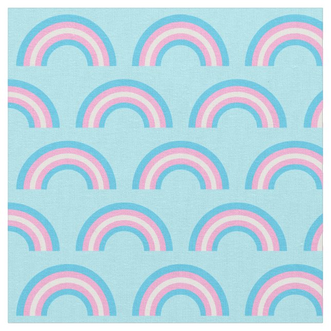 Tissu Drapeau transgenre Rainbows bleu rose pâle blanc (Fermer)