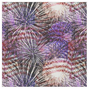 Tissu Drapeaux américains patriotiques et feux d'artific