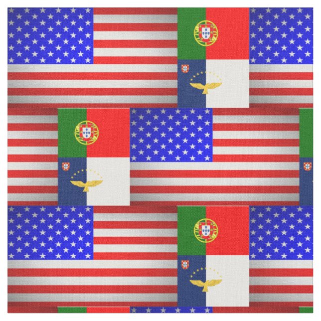 Tissu Drapeaux américains portugais (Fermer)