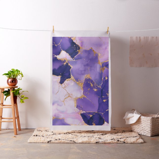 Tissu Dreamy Lavender alcool encres et or (In Situ)