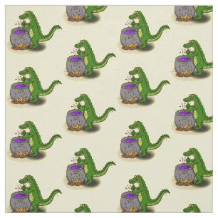 Tissu Drôle alligator vert cuisine dessin animé
