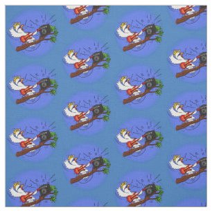 Tissu Drôle cockatoo jouant de la guitare rock dessin an