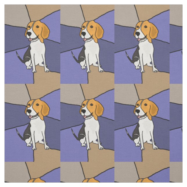 Tissu drôle d'art abstrait de chien de beagle (Échantillon)