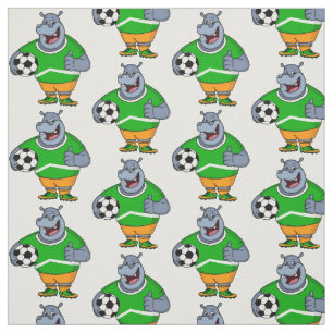Tissu Drôle de joueur de football hippo dessin humoristi