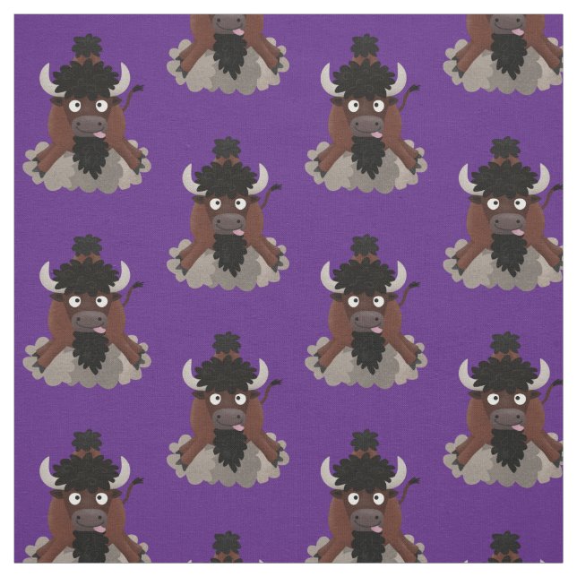 Tissu Drôle dessin animé de bison de buffle (Échantillon)